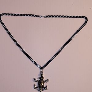 Pirate anchor pendant necklace.